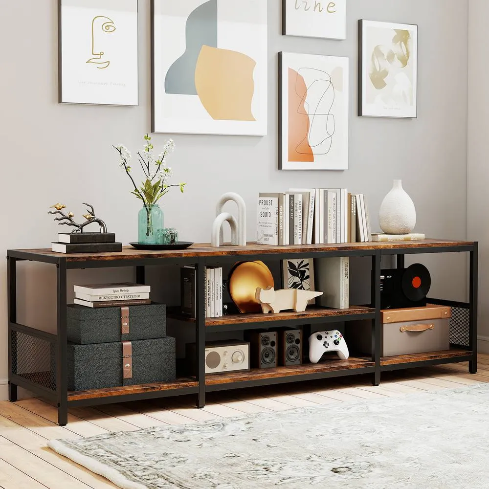 Costway Entertainment Center TV Stand for TVs up to 65 Inches in Brown 5