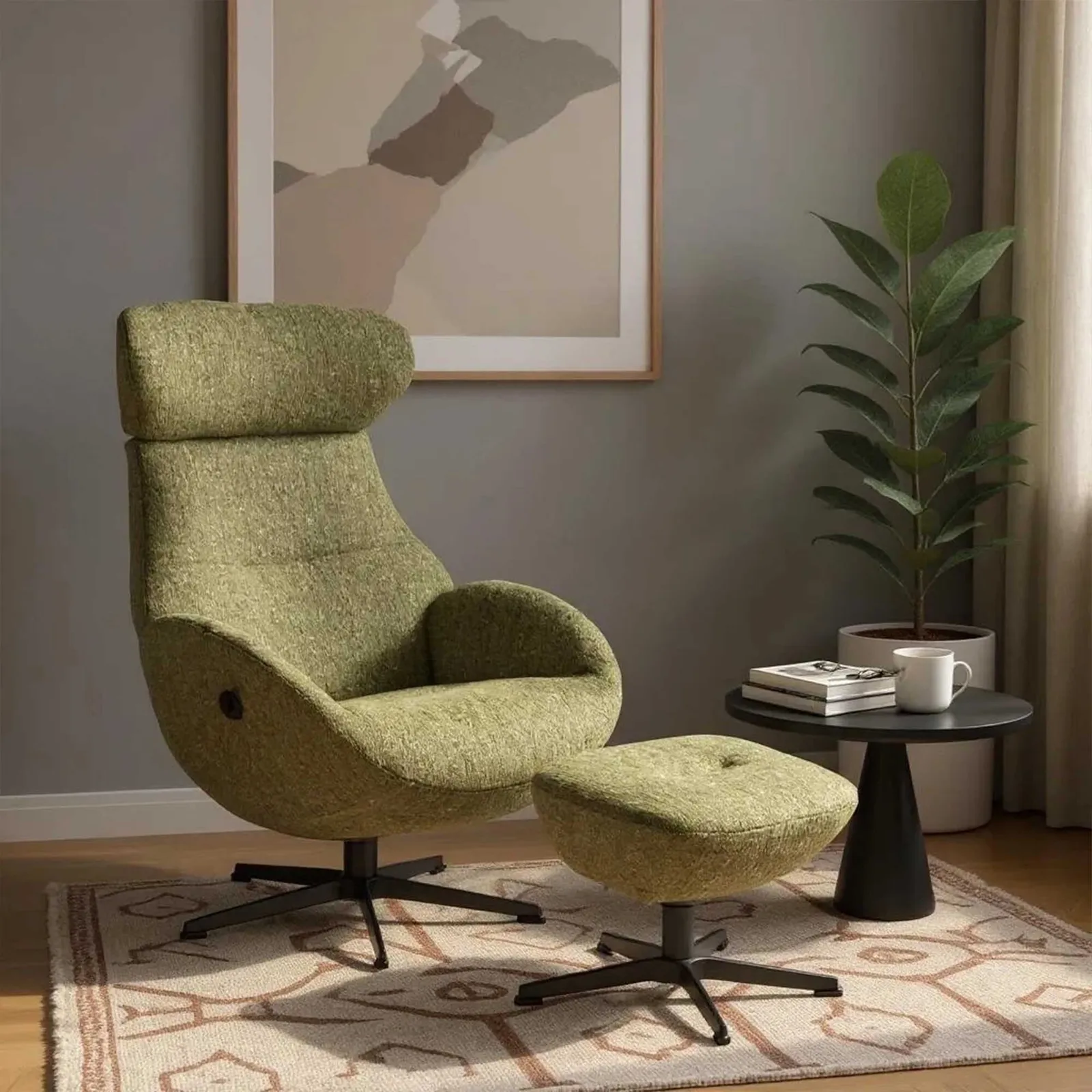 Conform Globe X- Foot Footstool, Green Fabric | Barker & Stonehouse 2