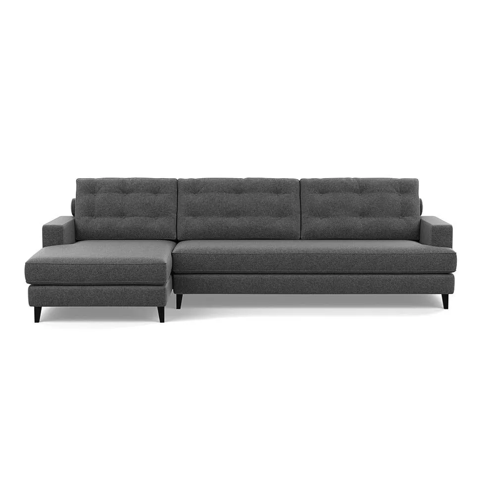Heal's Mistral Left Hand Facing Corner Sofa Melton Wool Granite Black Feet 1