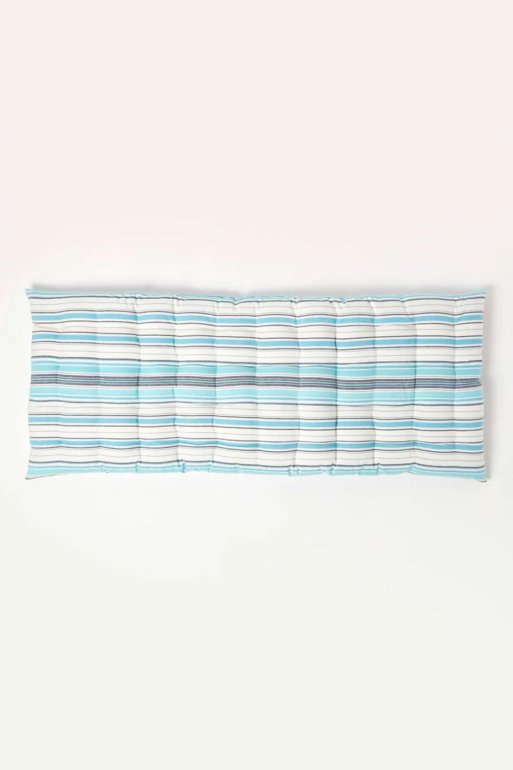 Homescapes Garden Bench Cushion Luxury 2 Seater Cotton Blue Striped Indoor Outdoor Pad 3
