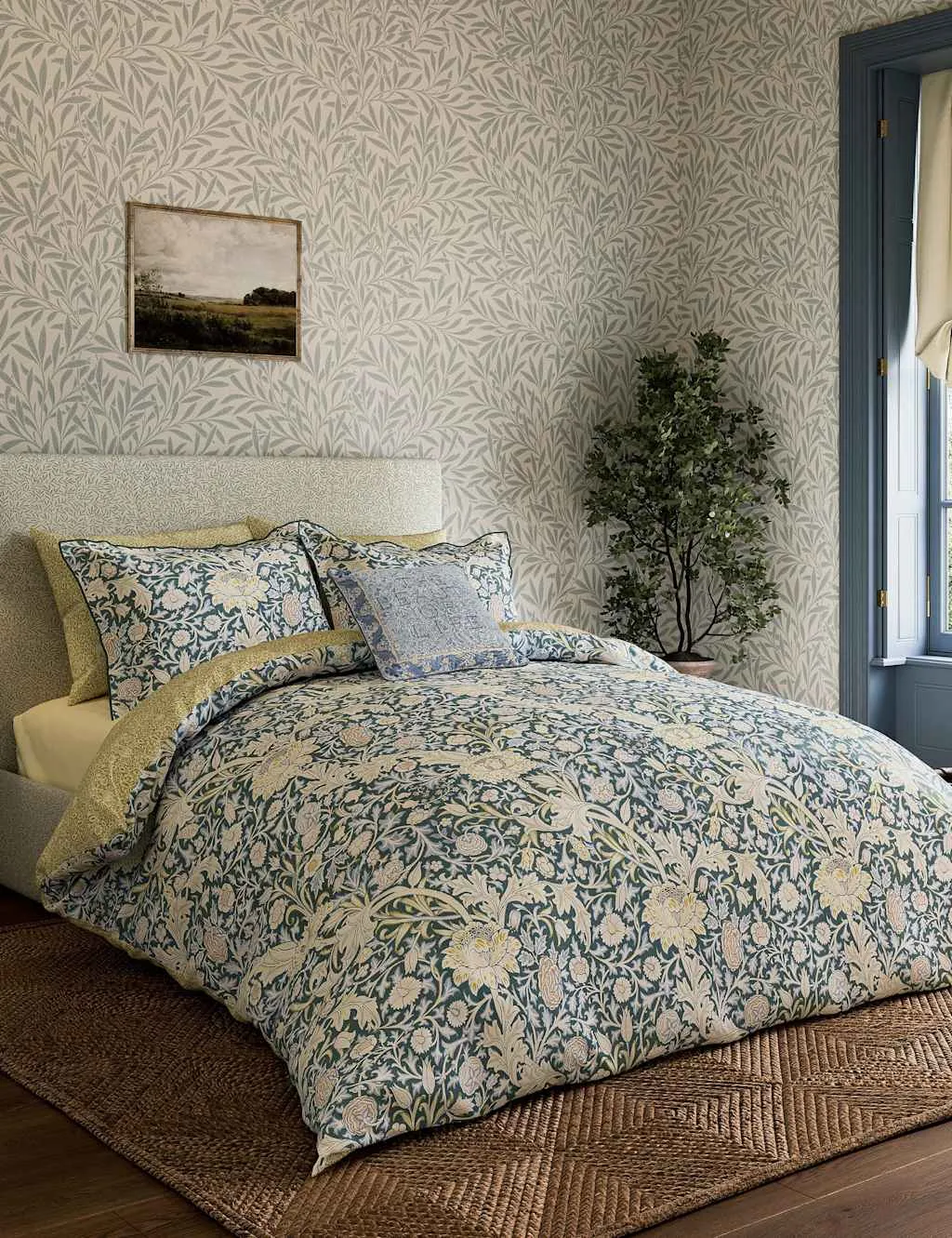 Morris & Co Pure Cotton Trent Bedding Set Blue Mix