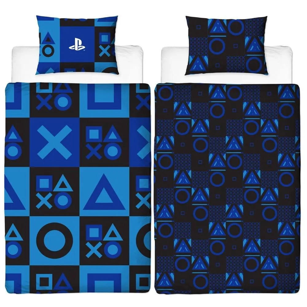 Playstation Checked Reversible Duvet Set in Blue