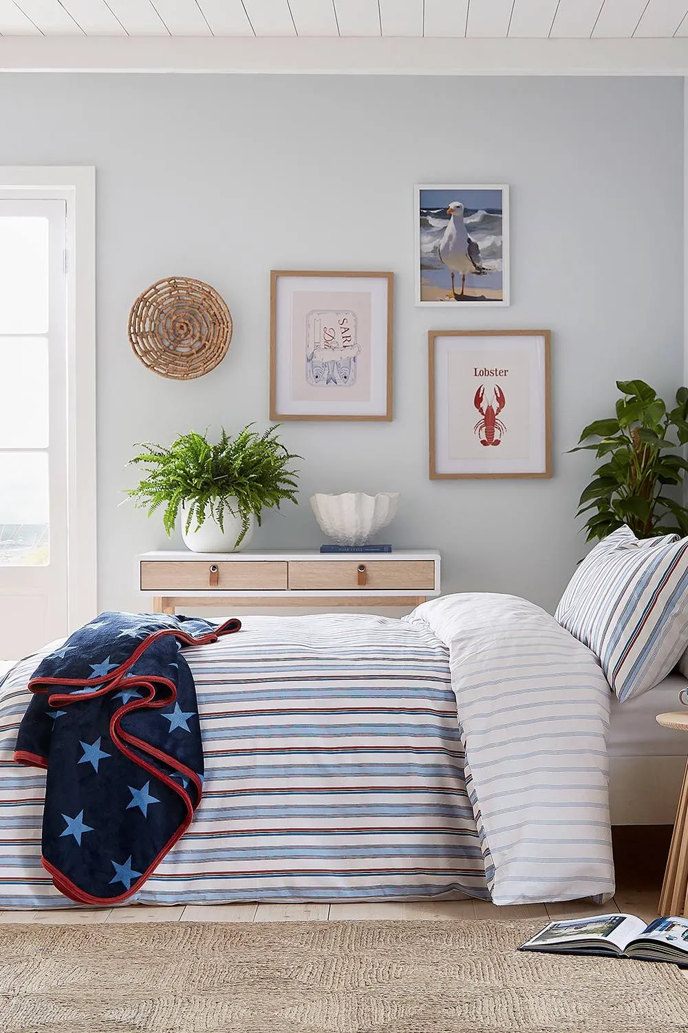 Helena Springfield 'Elwood Stripe' Cotton Cover Set in Blue 1