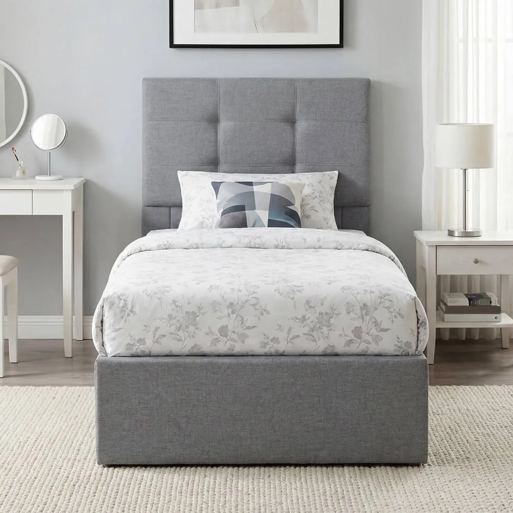 HOMCOM Upholstered Ottoman Bed, 3ft Single Storage Bed Frame, Grey 2