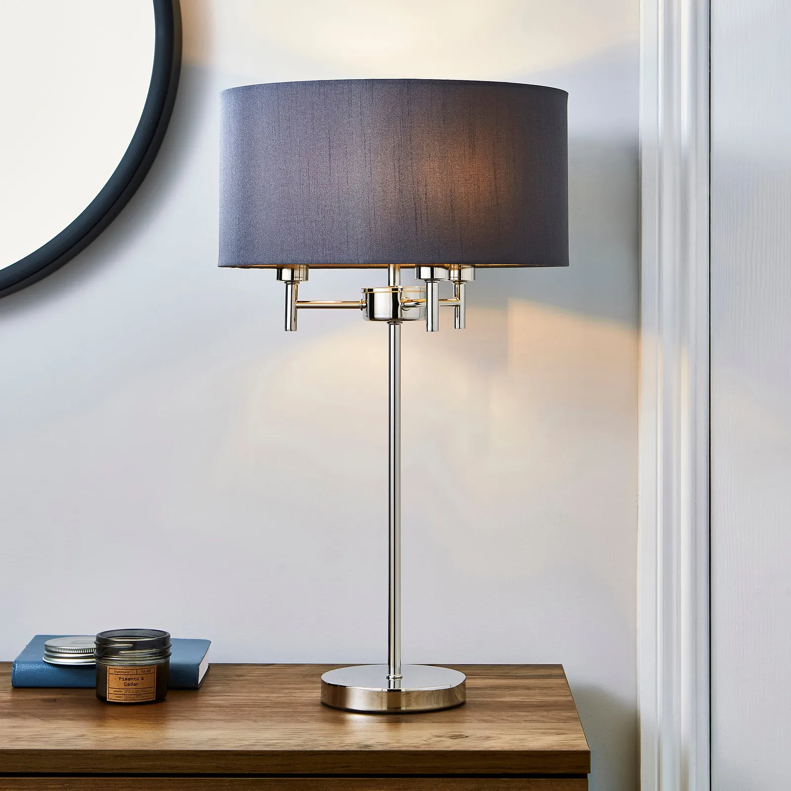 5A Edmonton 3 Light Chrome Table Lamp Grey