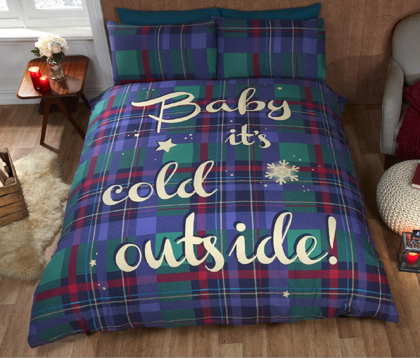 Rapport Home Baby Its Cold Outside Duvet Cover Set with Pillowcase in Blue