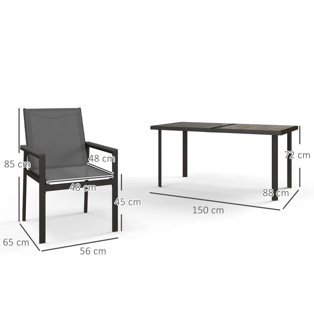 OUTSUNNY 7 Pieces Outdoor Dining Table & 6 Armchairs, Garden Dining Set, Grey 3