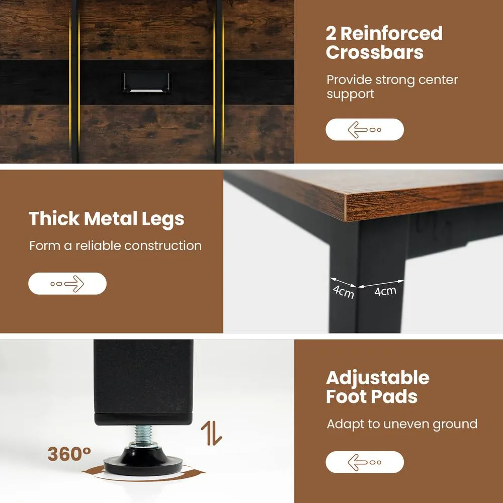 Costway 180CM Conference Room Table Rectangle Meeting Table for 8-10 People in Brown 3
