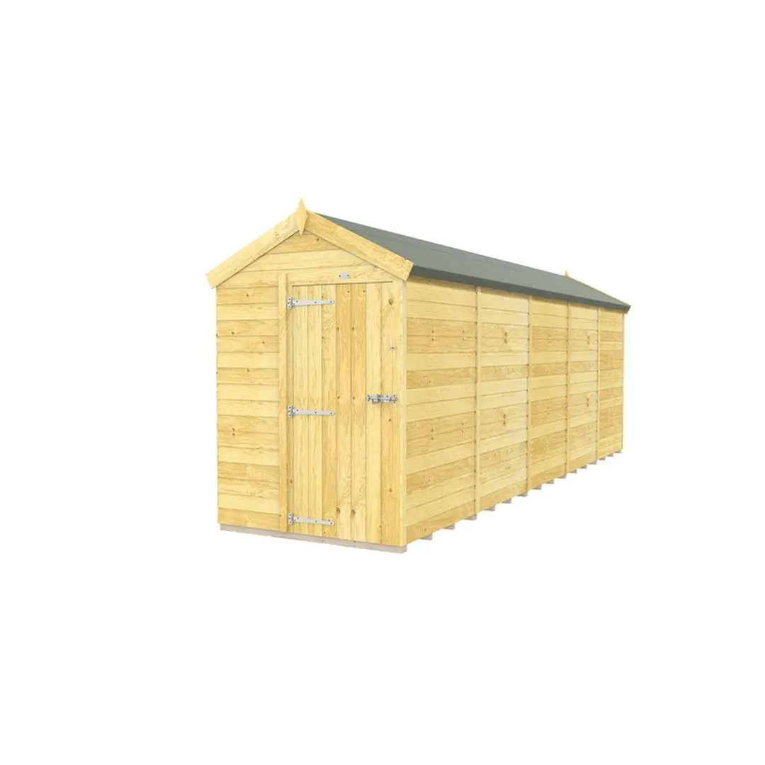 Buttercup Farm 5 x 20 Feet Apex Shed - Single Door W/O Window - L592 x W147 x H217 cm in Brown