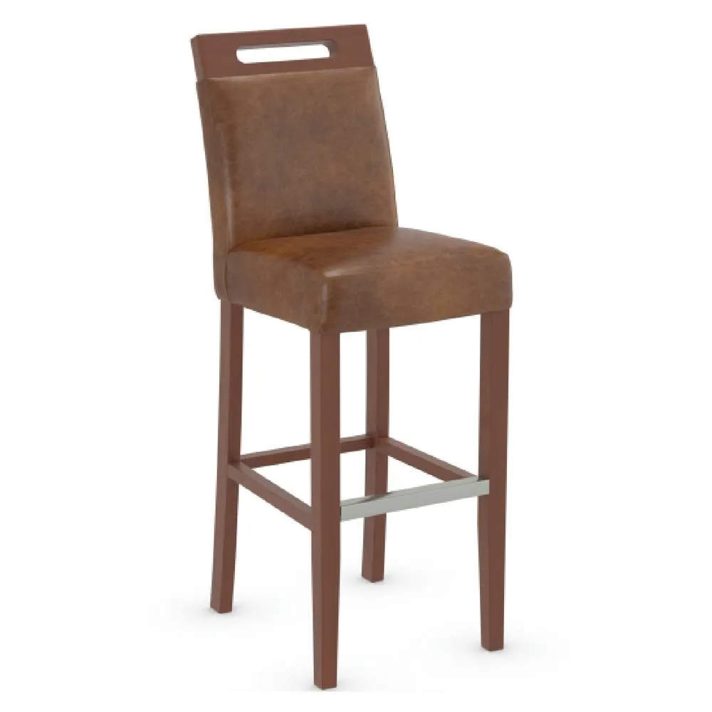 netfurniture Greta Aniline Tan Real Leather Kitchen Breakfast Bar Stool Assembled in Brown 3