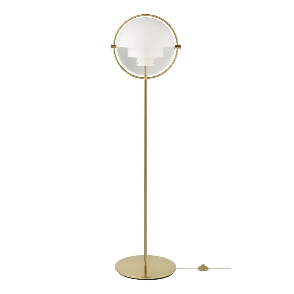 Gubi Multi Lite Floor Lamp Brass Base White Shade 2