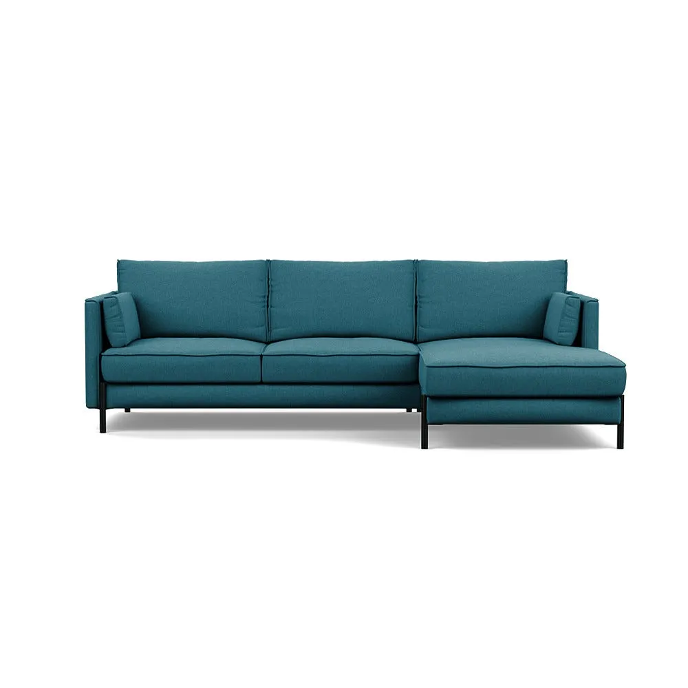 Heal's Tortona Right Hand Facing 4 Seater Corner Chaise Brushed Cotton Cadet Black Feet 1