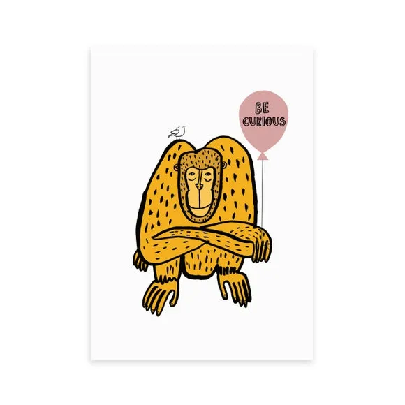 East End Prints Be Curious Monkey Print 2