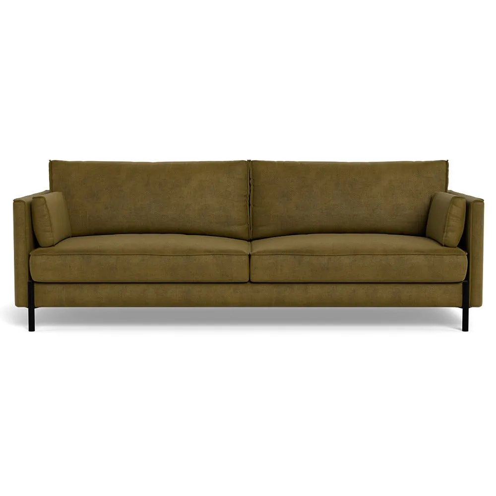 Heal's Tortona 4 Seater Sofa Smart Luxe Velvet Peridot Black Feet