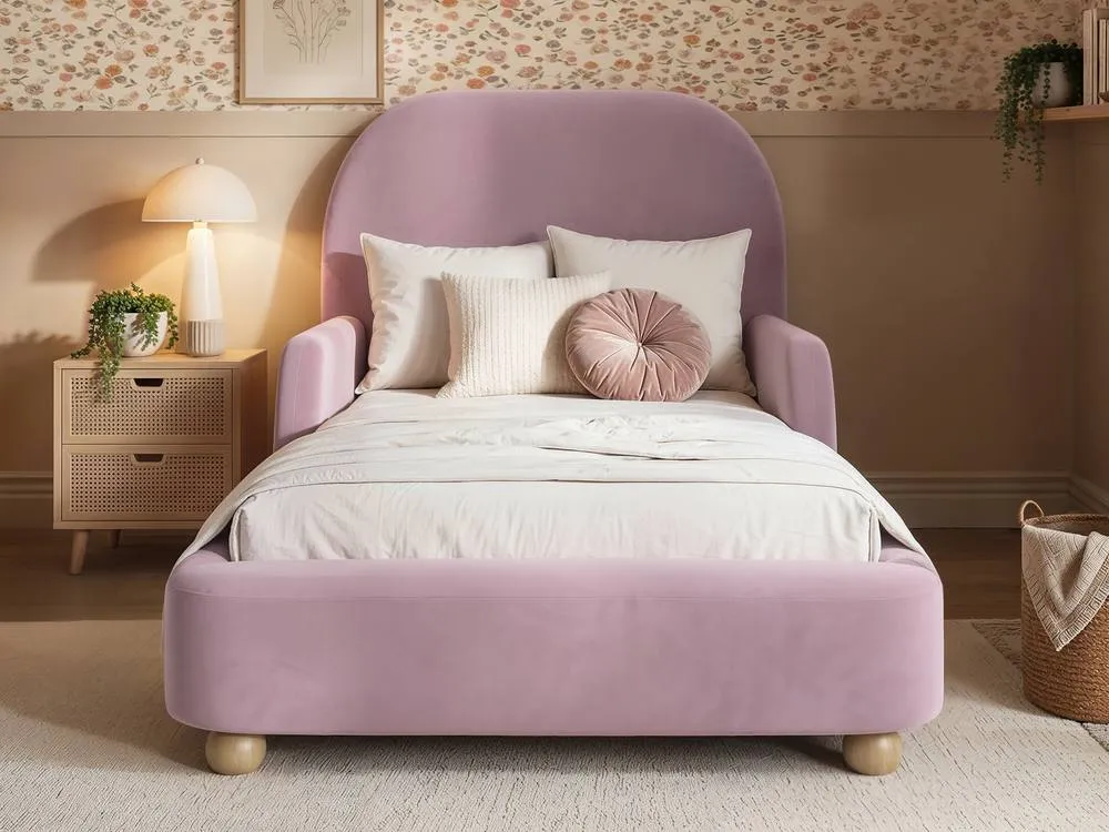 Flair Kira Upholstered Single Bed in Pink 2