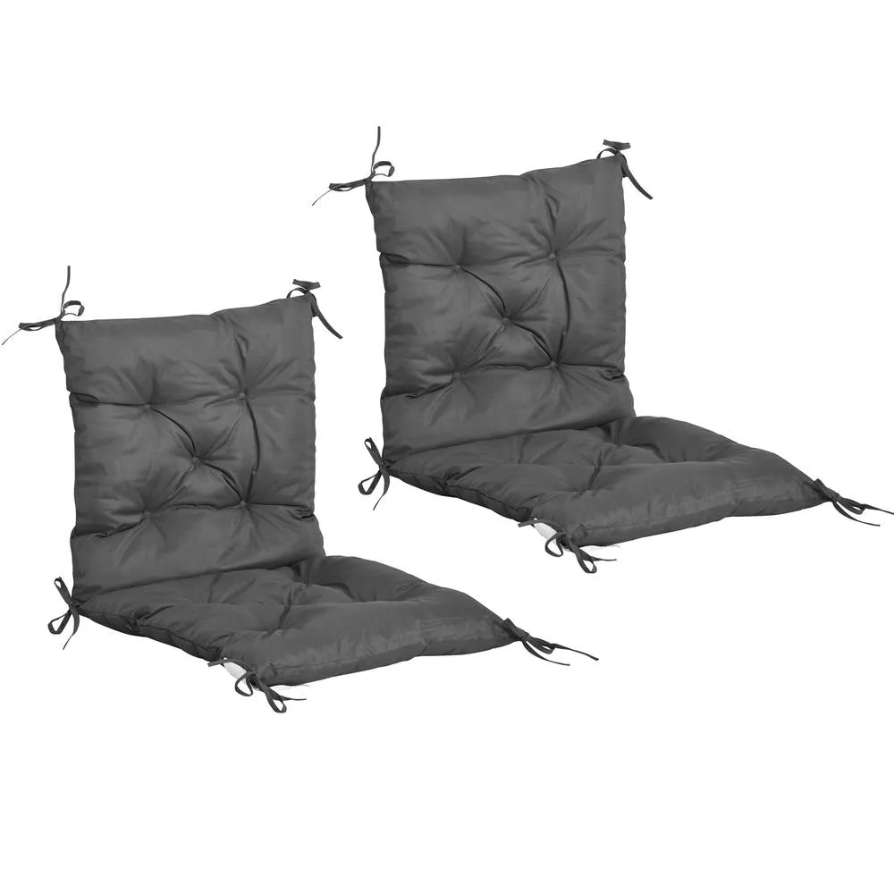 OUTSUNNY Set of 2 Garden Chair Cushions Seat Pad for Outdoor & Indoor Use in Dark Grey 2