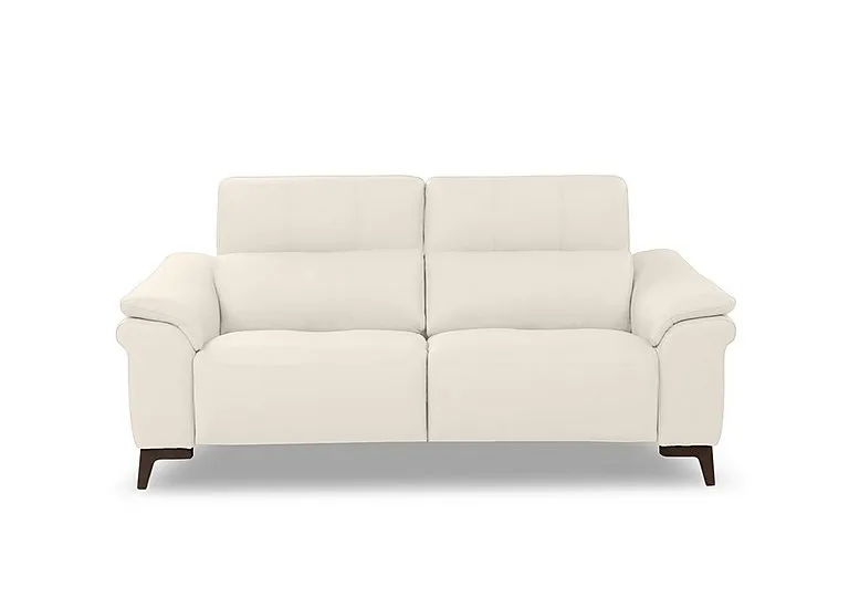Marconi 2 Seater Leather Recliner Sofa with Headrests and Power Lumbar - Torello Bianco Puro