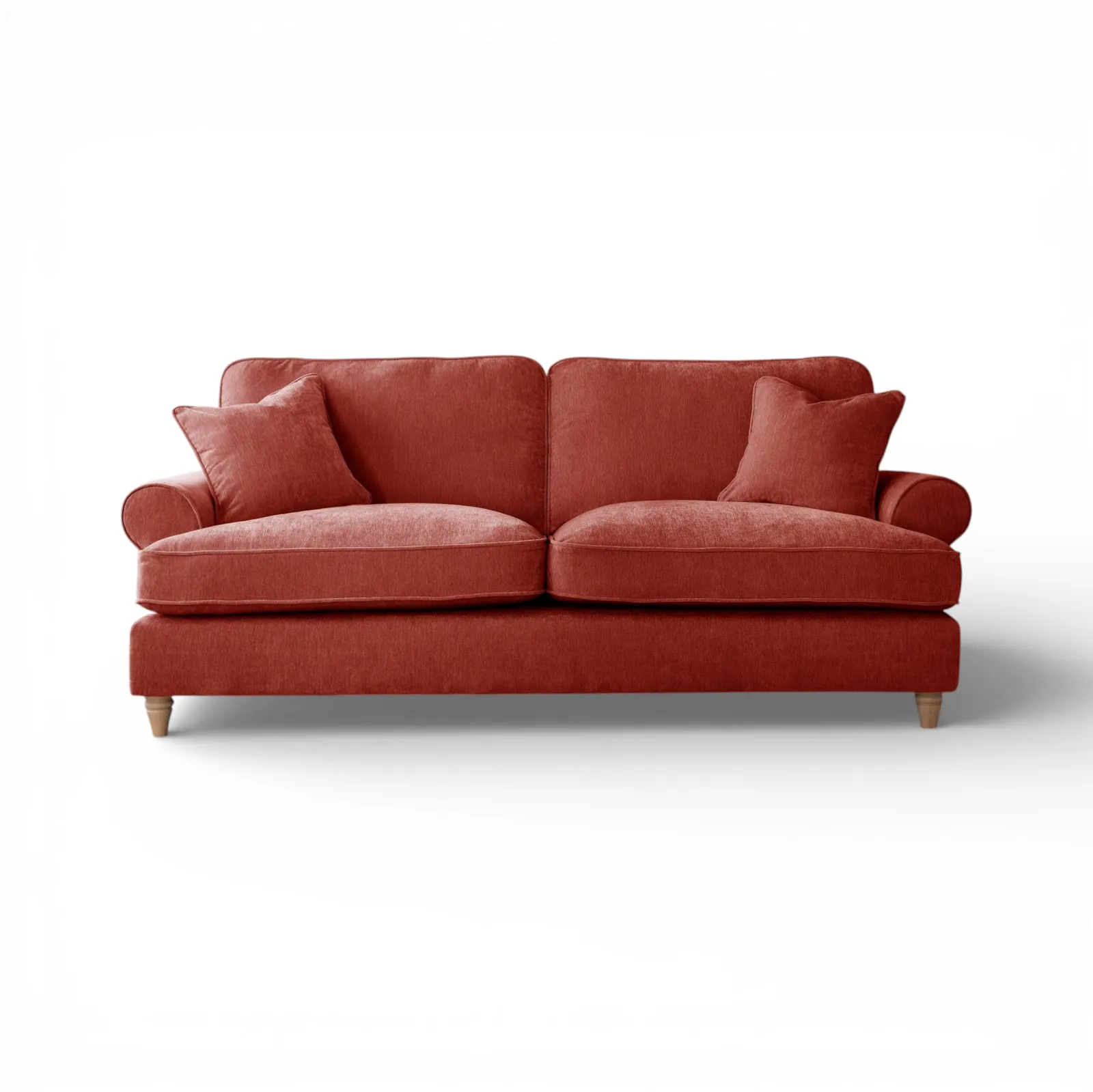 The Great Sofa Company Ezra 3 Seater Textured Velvet Sofa - Scroll Arm in Terracotta 2