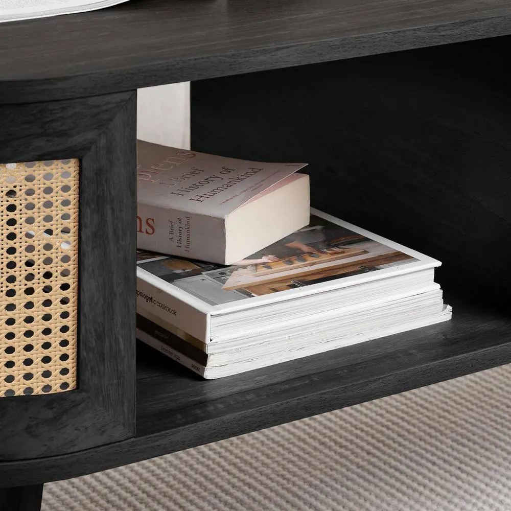 Birlea Rattan Coffee Table with Storage Curved Sark in Black 4