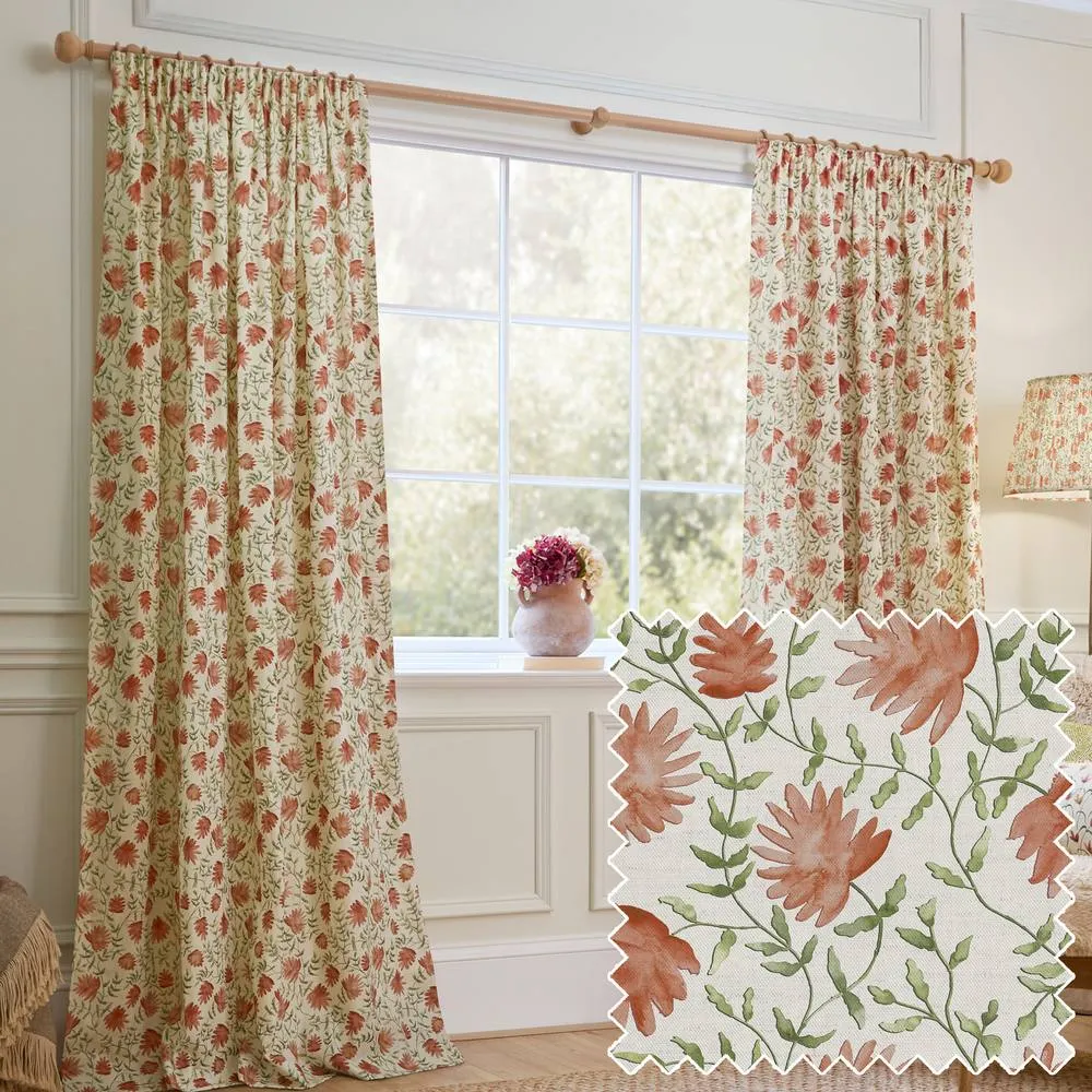 Voyage Maison Elai Fully Lined 100% Cotton Pencil Pleat Curtain Pair