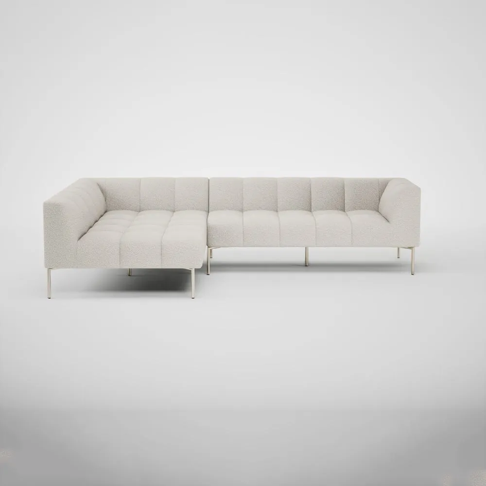 Heal's Quadro Left Hand Facing Chaise Sofa Loop Boucle Polar Stainless Steel Feet 2