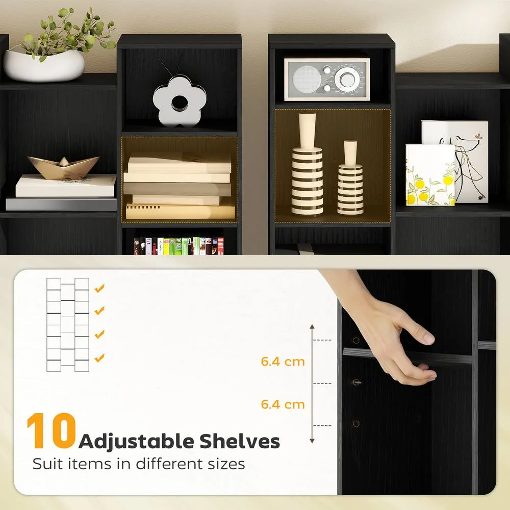 HOMCOM Tall Bookshelf with 21 Compartments & 10 Adjustable Shelves in Black 5