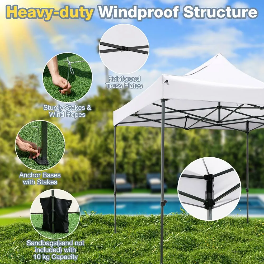 Costway 300 x 300cm Pop up Canopy Tent Easy Setup Gazebo Shelter w/Wheeled Bag in White 3
