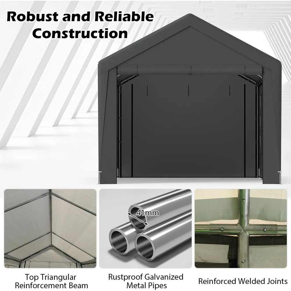 Costway Outdoor Car Shelter Carport - Grey 5