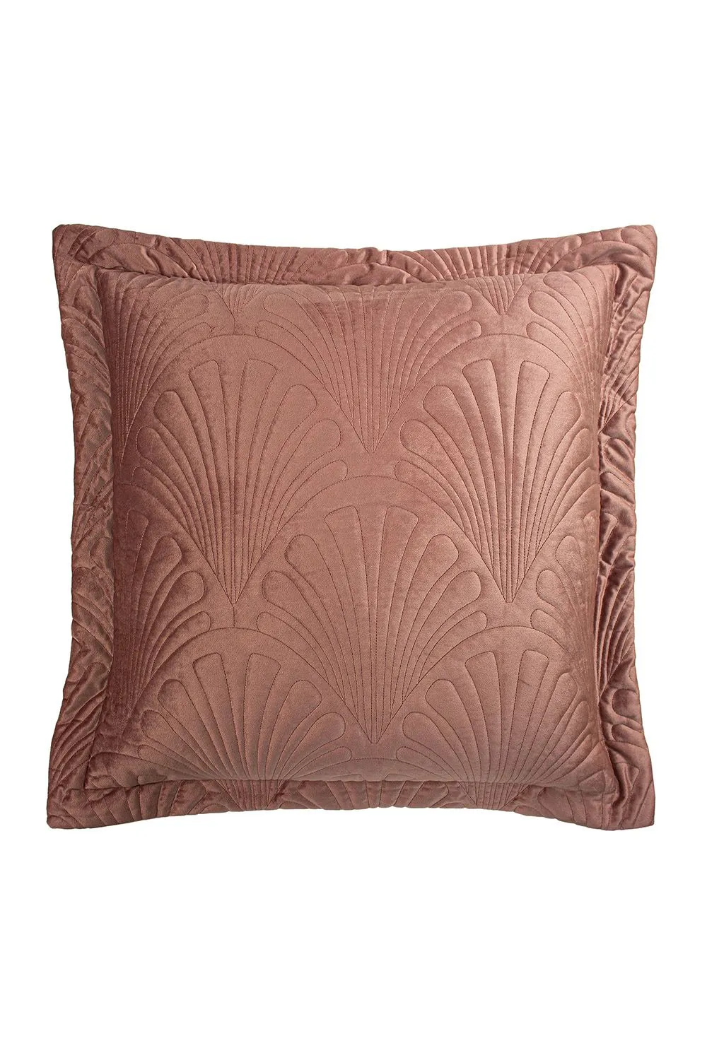 Paoletti Palmeria Quilted Velvet Cushion in Pink