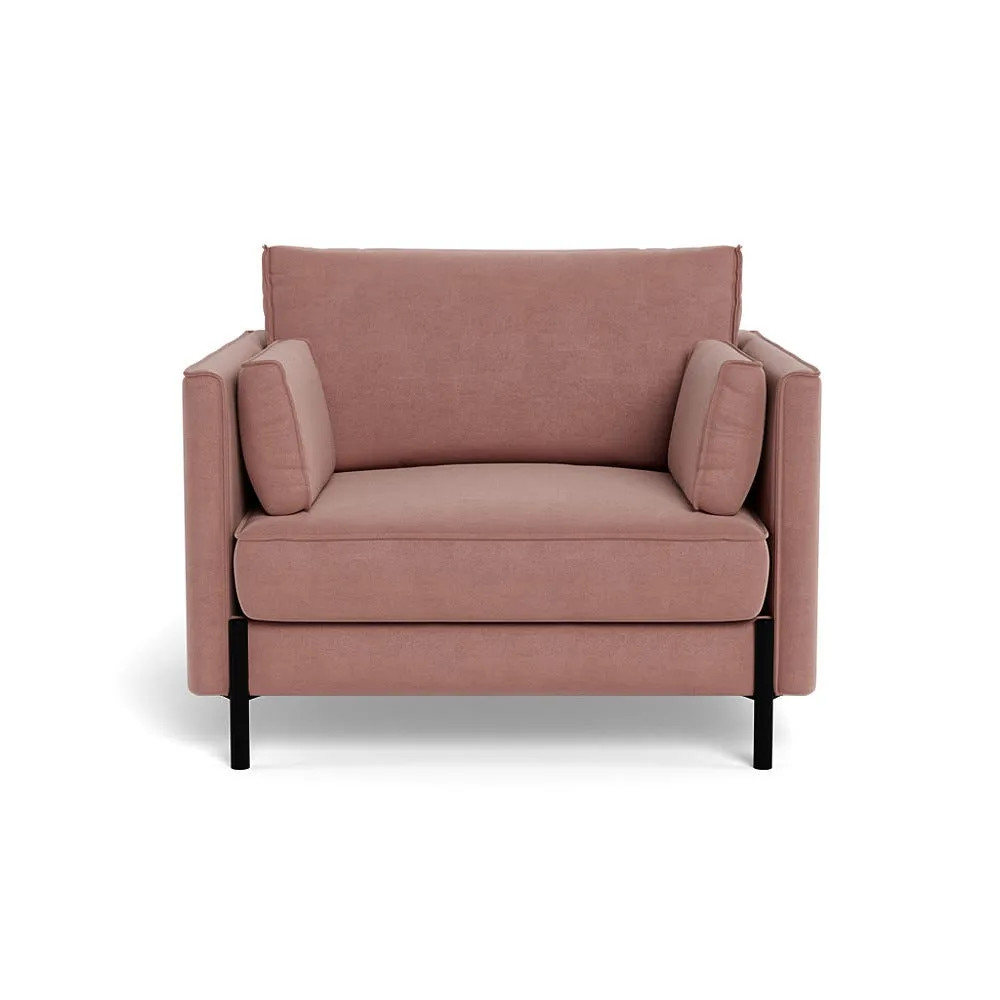 Heal's Tortona Armchair Smart Luxe Velvet Dusky Pink Black Feet