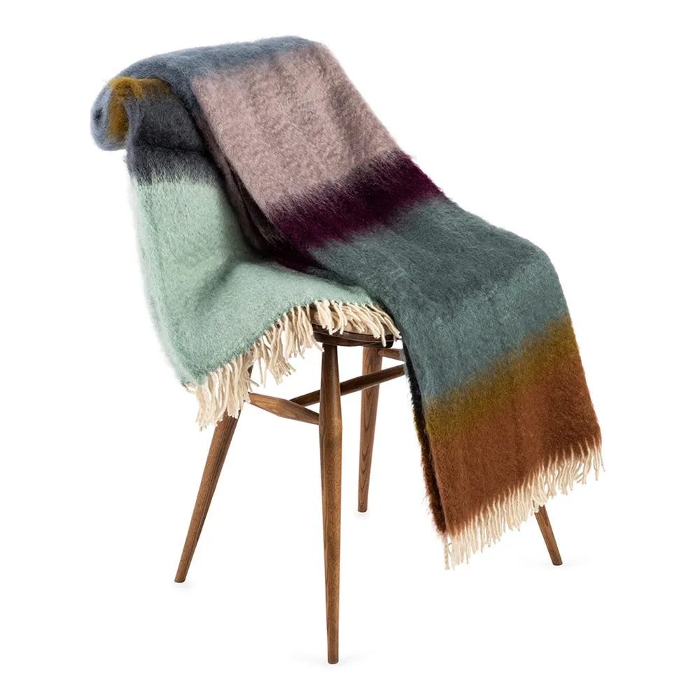 Mantas Ezcaray Mohair & Wool Stripe Throw Matisse Ocean 2