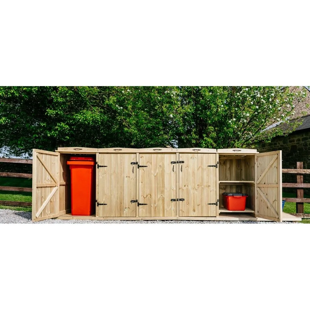 Buttercup Farm Chatburn Bin Store, Fits 1x 180L/240L Wheelie Bins & 8x Boxes in Brown 2