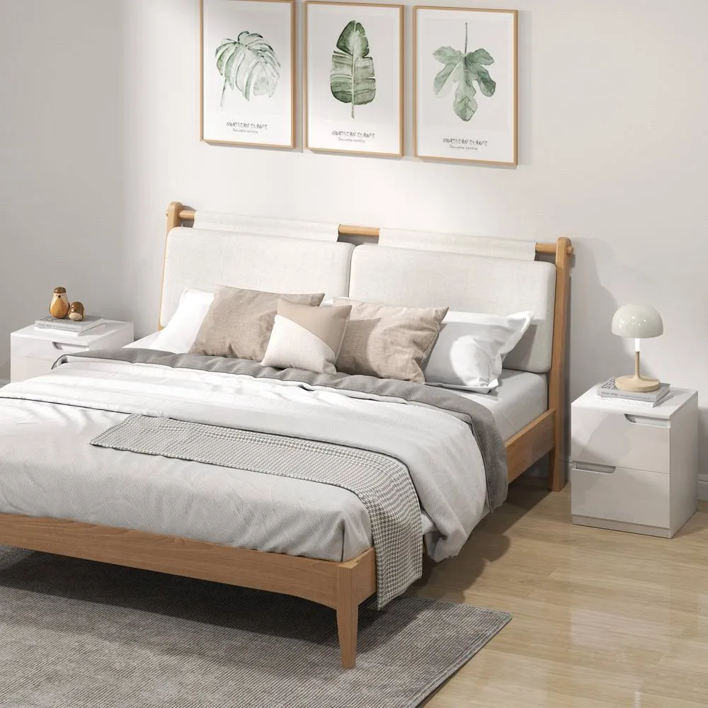 HOMCOM Bedside Table Set of 2 with 2 Drawers for Bedroom, Living Room, White