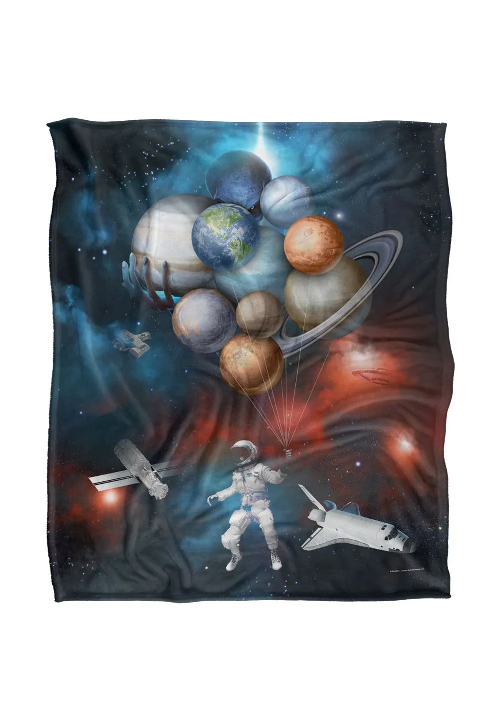 Reinders Astronaut Solar System Balloons Silky Touch Super Soft Throw Blanket 152 X 127 cm in White