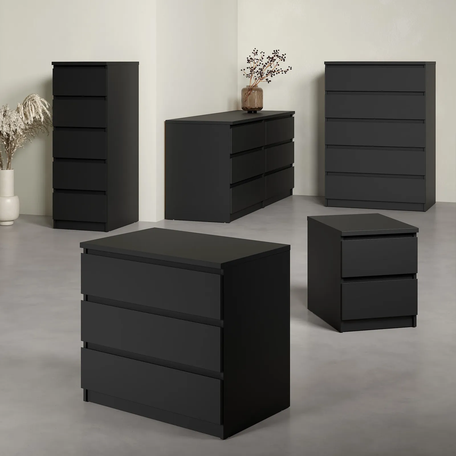 Furniture To Go Naia Bedside 2 Drawers in Black 6