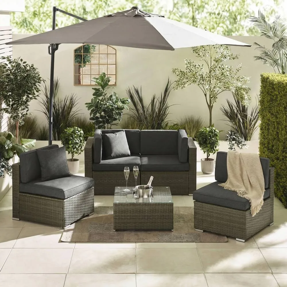 FurnitureboxUK Orlando Rattan Garden Coffee Table with Central Ice Bucket in Grey 4