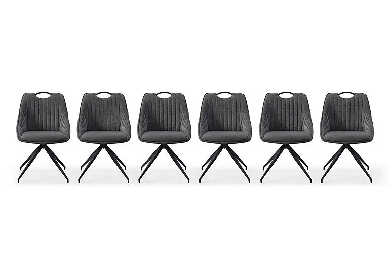 Jai Set of 6 Swivel Dining Chairs - Dark Grey