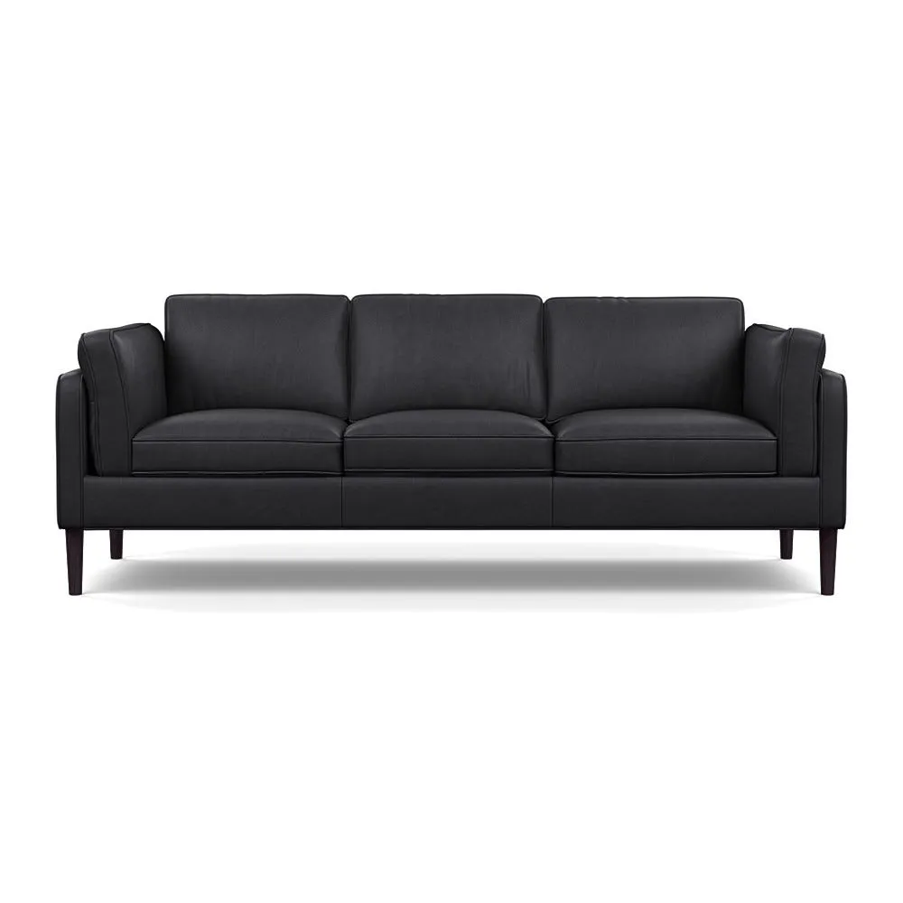 Heal's Sonno 4 Seater Sofa Linea Leather Black 622 Wenge Black Feet