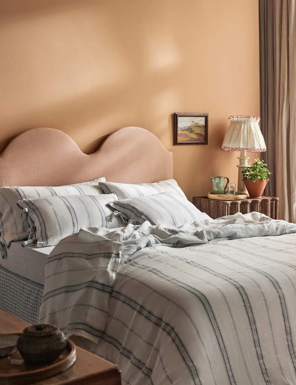 Piglet In Bed Pure Linen Farmhouse Stripe Duvet Cover Blue Mix