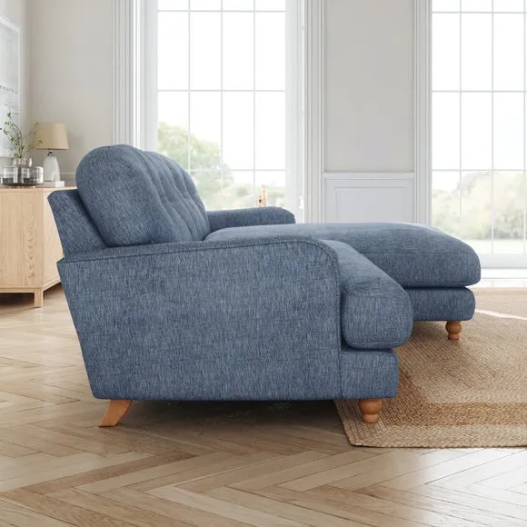 Martha Slub Faux Linen Corner Chaise Sofa 2