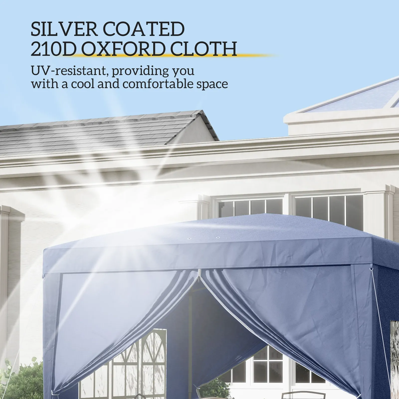 OUTSUNNY 3mx3m Pop Up Gazebo Party Tent Canopy Marquee with Storage Bag in Blue 5