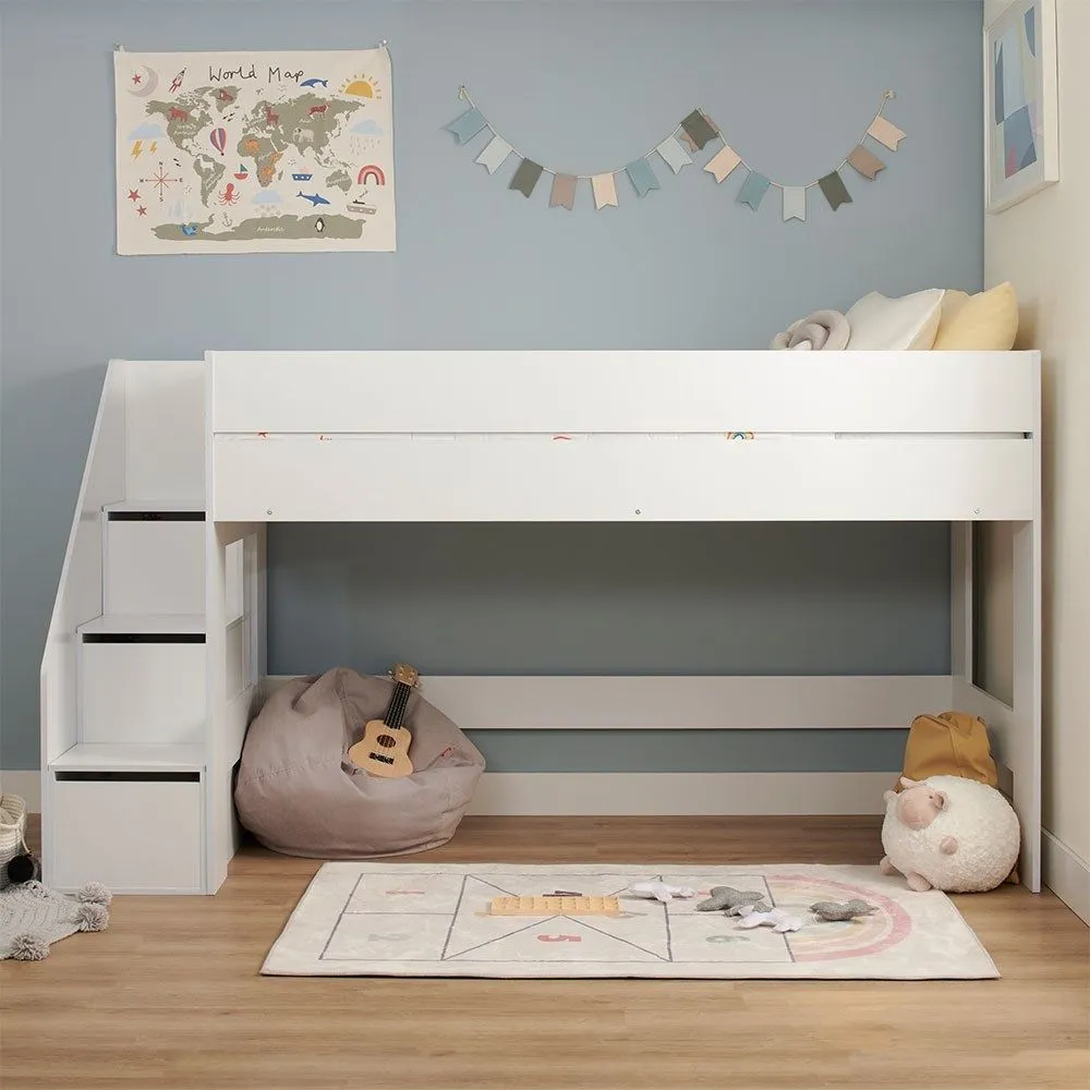 Flair Olivia Mid Sleeper Bed with Shelves & Storage Stairs in White 2