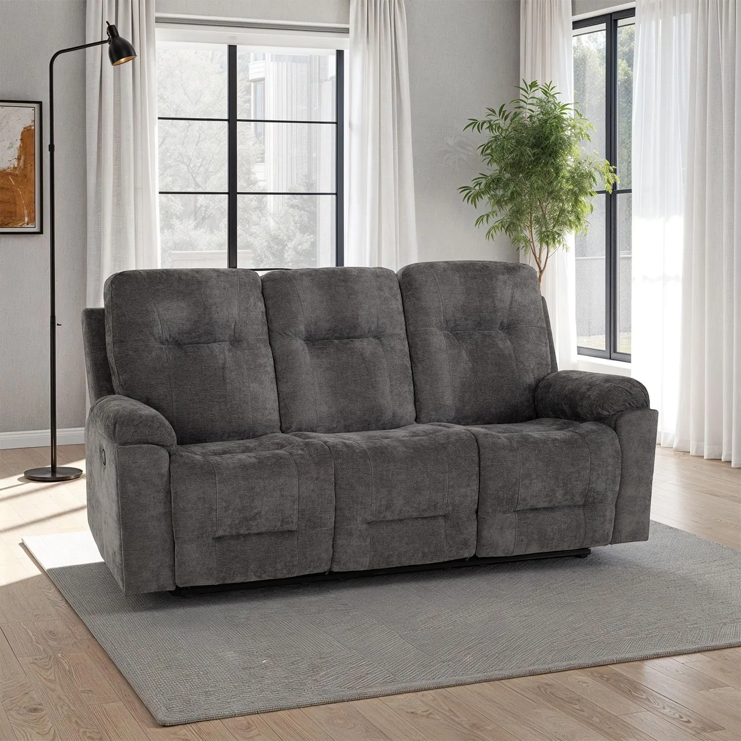Seconique Guildford 3 Seater Recliner Sofa in Grey