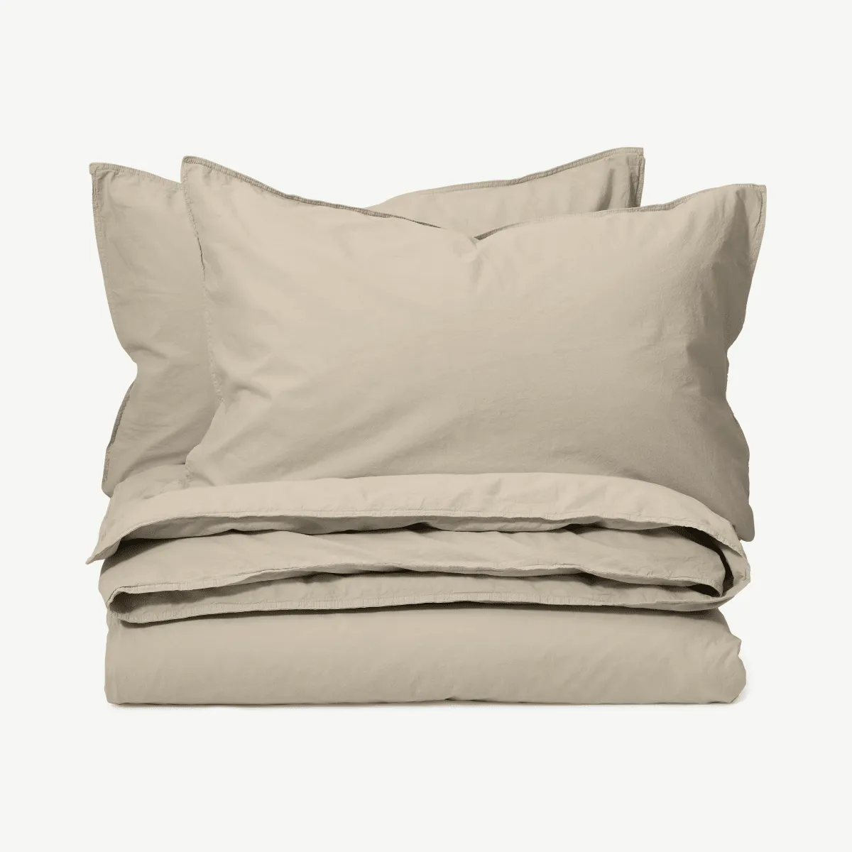Alexia 100% Stonewashed Cotton Duvet Cover + 2 Pillowcases, King Size, Stone