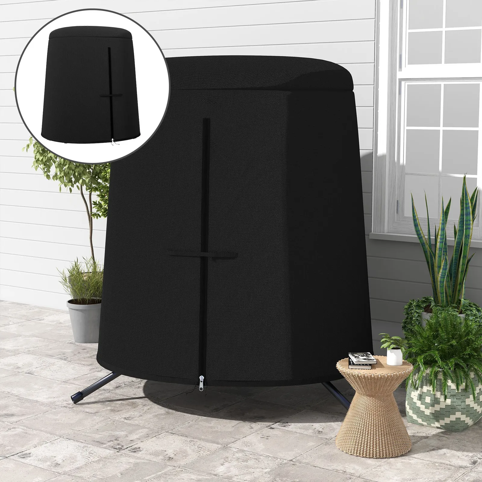 OUTSUNNY 196x230cm Hanging Egg Chair Cover Outdoor Swing Chair Cover Waterproof, Black
