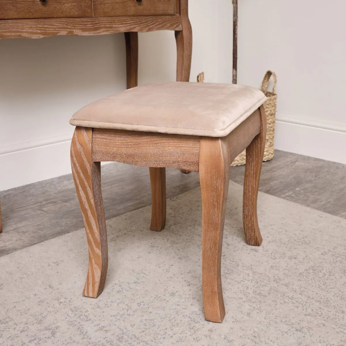 Melody Maison Dark Wood Dressing Table Stool - Ashwell Range in Dark Brown 2
