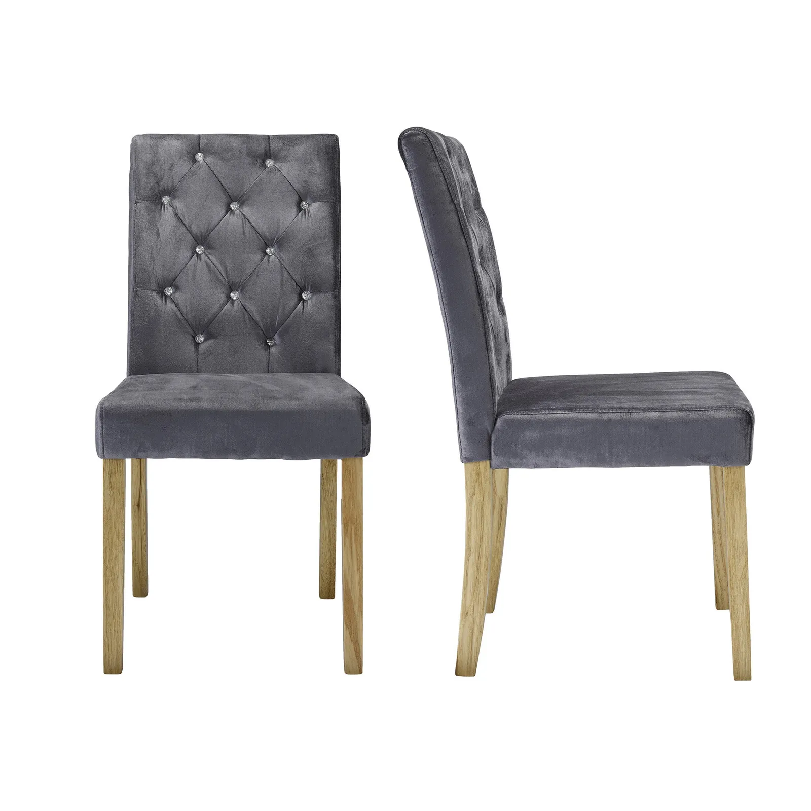 Avola Set of 2 Dining Chairs Velvet Silver
