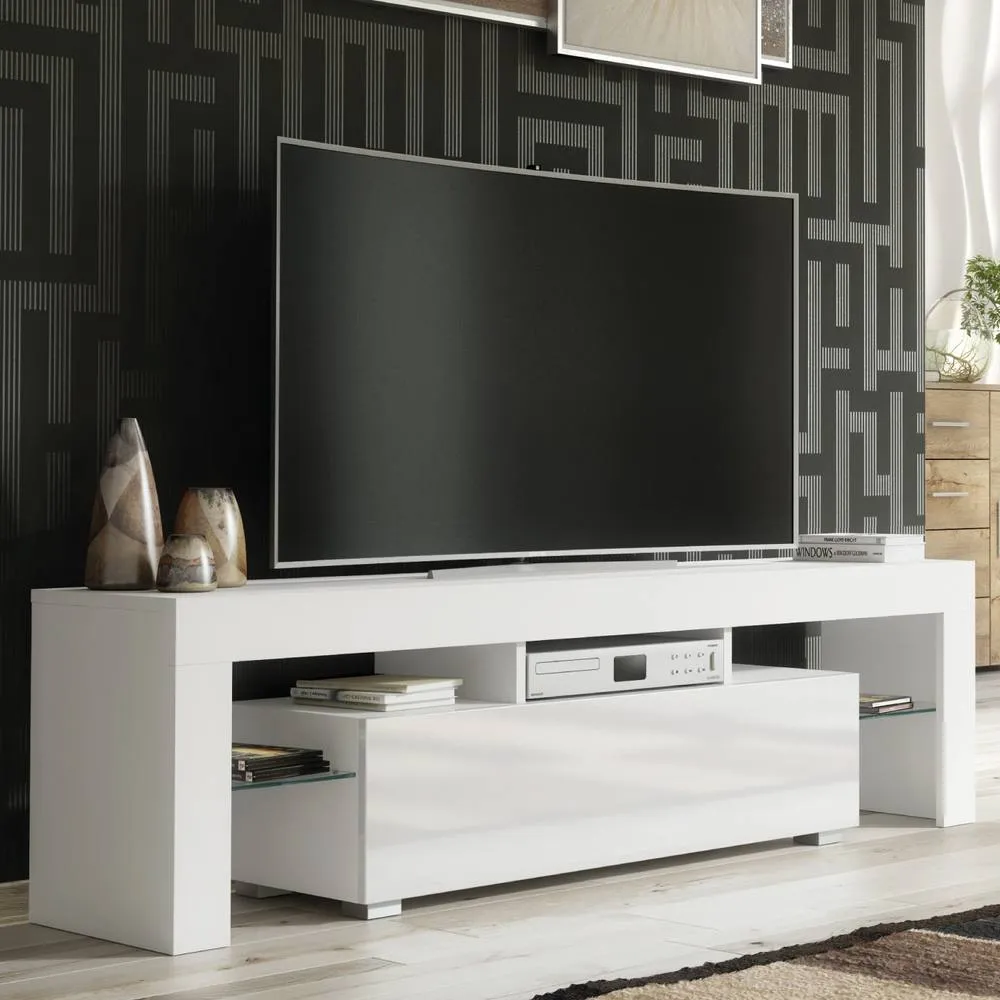 Creative Furniture Aria TV Unit 160cm - White with Gloss Doors