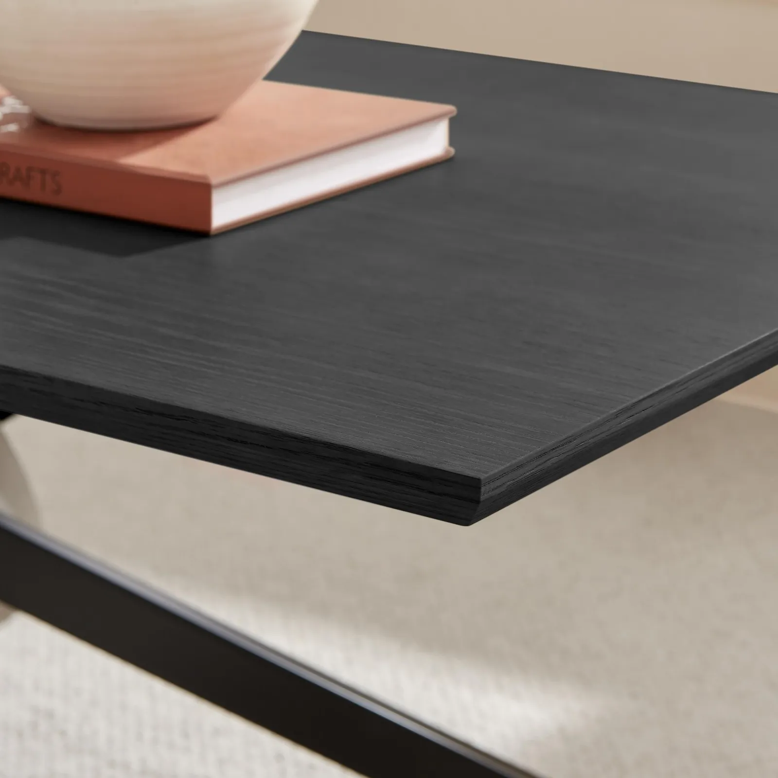 FurnitureboxUK Leonardo Rectangular Black Wood Veneer Coffee Table 3