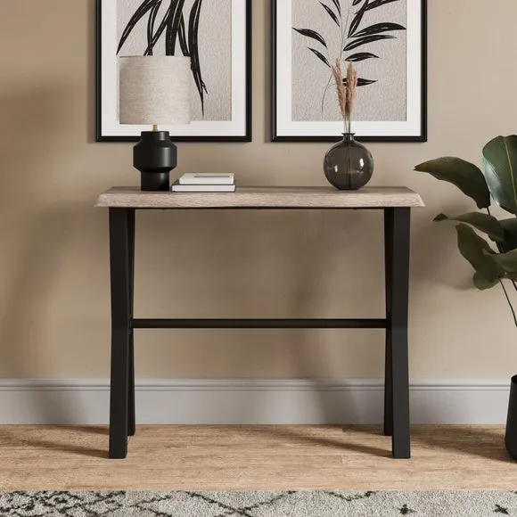 Ezra Console Table, Rustic Wood Effect
